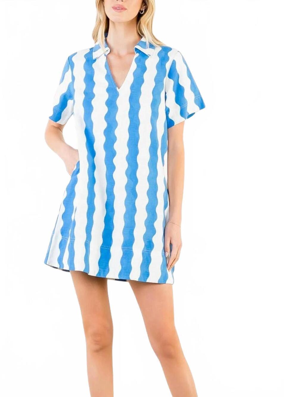 NEW THML cotton mini dress in wave